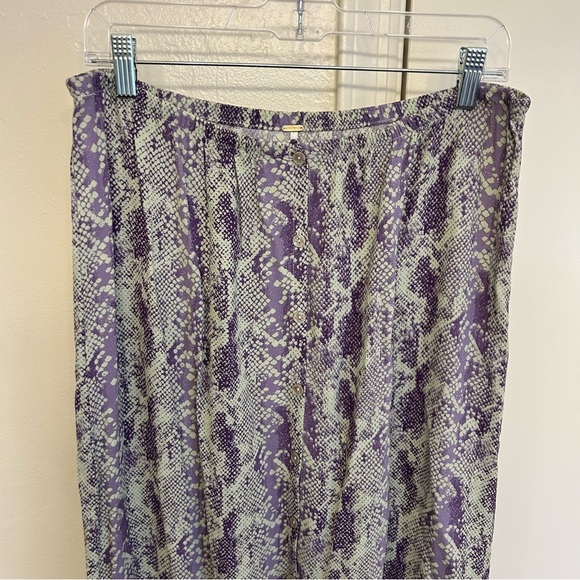 Free People Katie Button Front Reptile Print Midi Skirt Size Large - Picture 5 of 14
